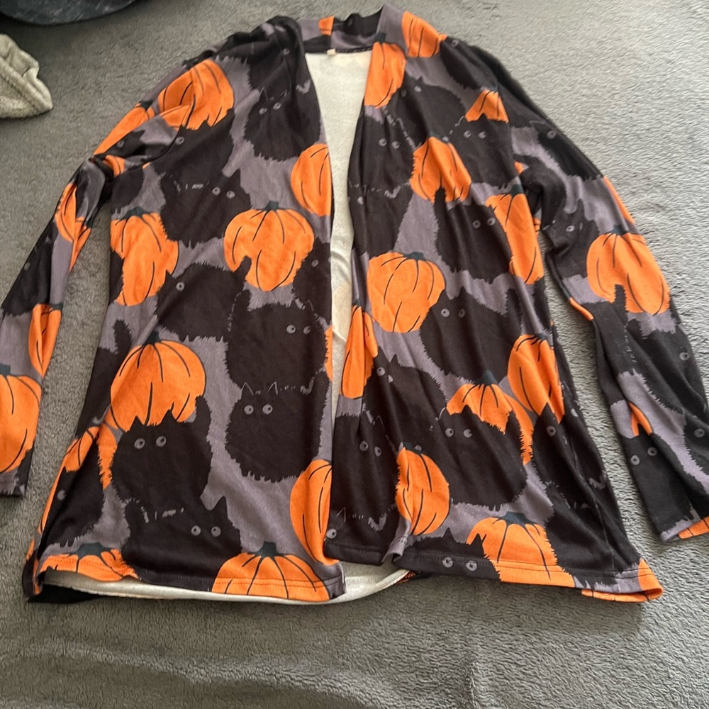 Halloween Cat and Pumpkin Cardigan